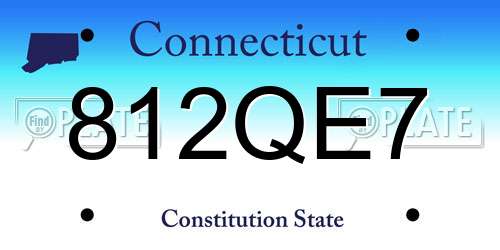 812QE7 Connecticut License Plate