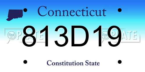 813D19 Connecticut License Plate