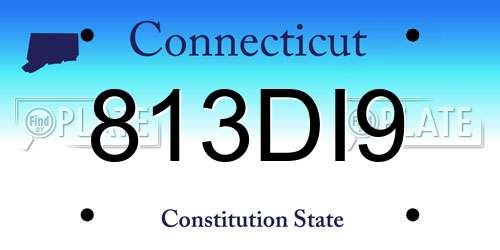 813DI9 Connecticut License Plate