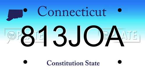 813JOA Connecticut License Plate