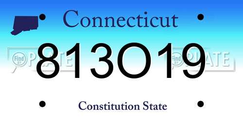 813O19 Connecticut License Plate