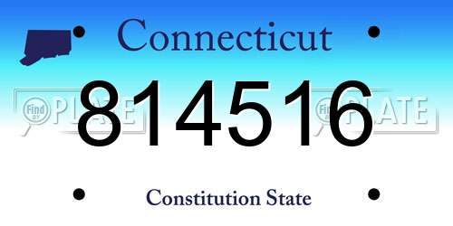 814516 Connecticut License Plate