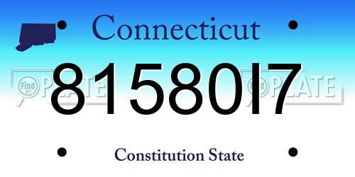 81580I7 Connecticut License Plate