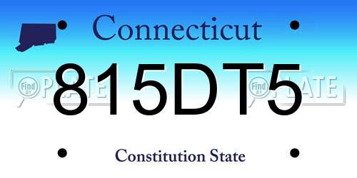 815DT5 Connecticut License Plate