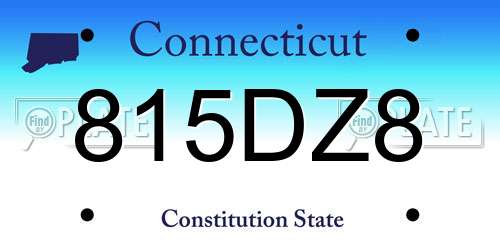 815DZ8 Connecticut License Plate