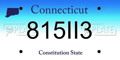 815II3 Connecticut License Plate