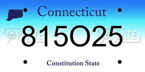 815O25 Connecticut License Plate