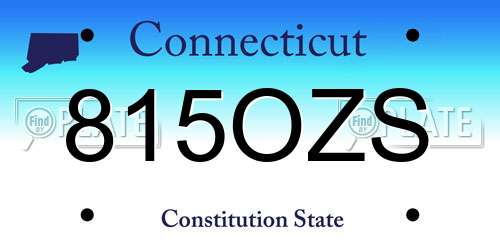815OZS Connecticut License Plate