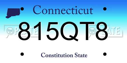 815QT8 Connecticut License Plate