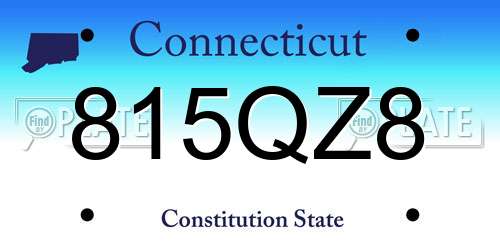 815QZ8 Connecticut License Plate