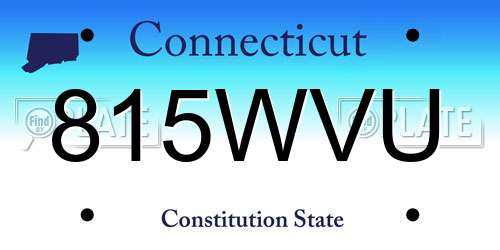 815WVU Connecticut License Plate