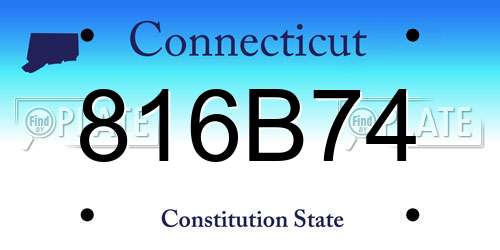 816B74 Connecticut License Plate