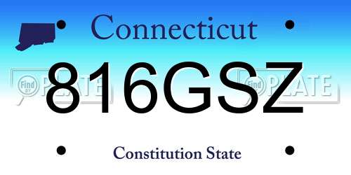 816GSZ Connecticut License Plate