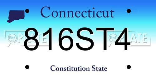 816ST4 Connecticut License Plate