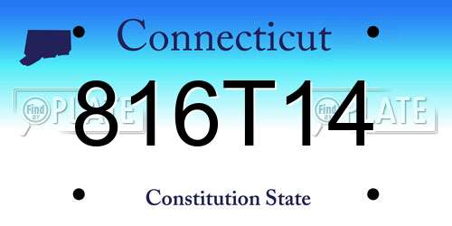 816T14 Connecticut License Plate