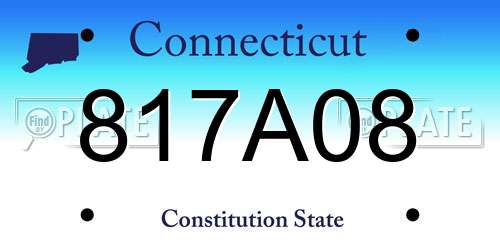 817A08 Connecticut License Plate