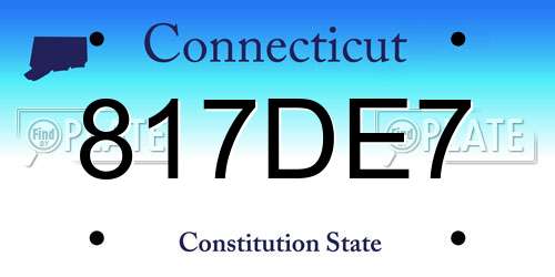 817DE7 Connecticut License Plate