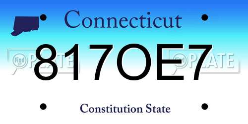 817OE7 Connecticut License Plate