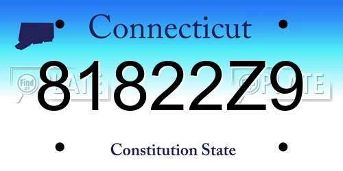 81822Z9 Connecticut License Plate