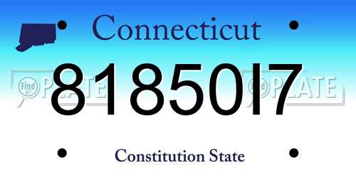 81850I7 Connecticut License Plate