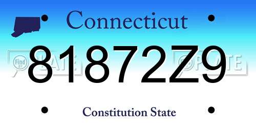 81872Z9 Connecticut License Plate
