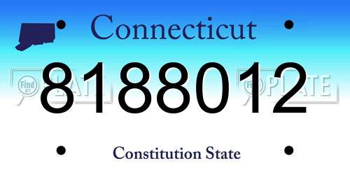 8188012 Connecticut License Plate