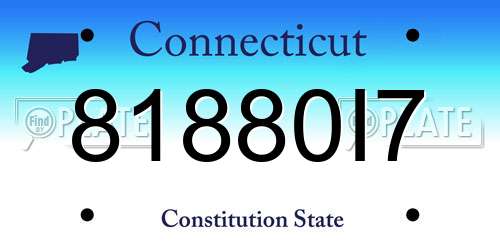 81880I7 Connecticut License Plate