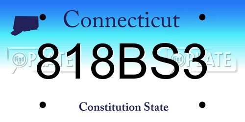 818BS3 Connecticut License Plate