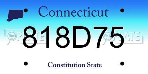818D75 Connecticut License Plate