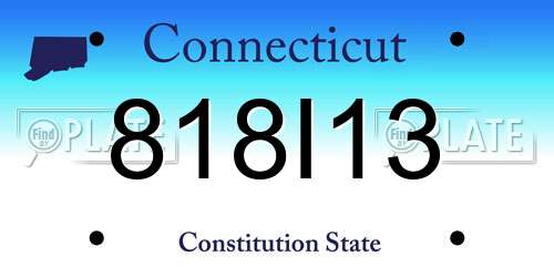818I13 Connecticut License Plate