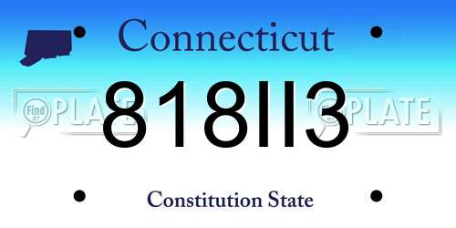 818II3 Connecticut License Plate