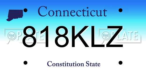 818KLZ Connecticut License Plate