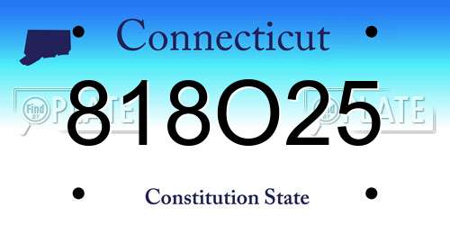 818O25 Connecticut License Plate