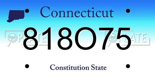 818O75 Connecticut License Plate