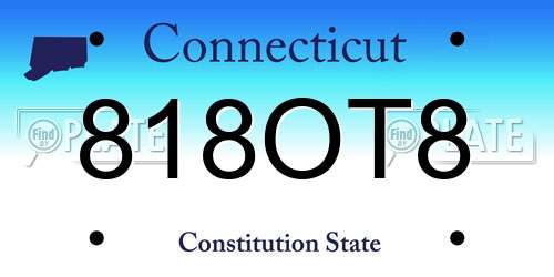 818OT8 Connecticut License Plate