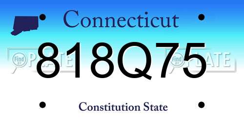 818Q75 Connecticut License Plate