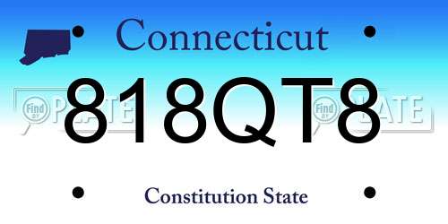 818QT8 Connecticut License Plate