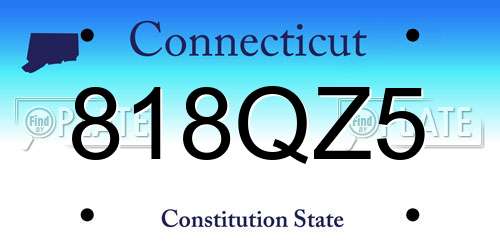 818QZ5 Connecticut License Plate