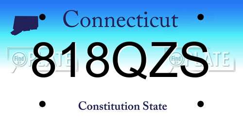 818QZS Connecticut License Plate