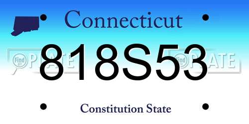 818S53 Connecticut License Plate