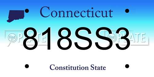 818SS3 Connecticut License Plate