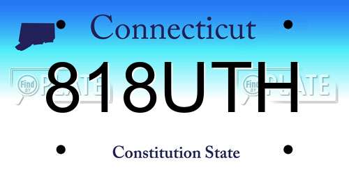 818UTH Connecticut License Plate