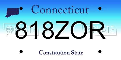 818ZOR Connecticut License Plate