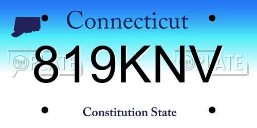819KNV Connecticut License Plate