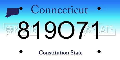819O71 Connecticut License Plate