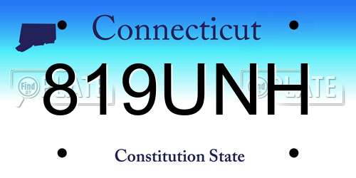 819UNH Connecticut License Plate