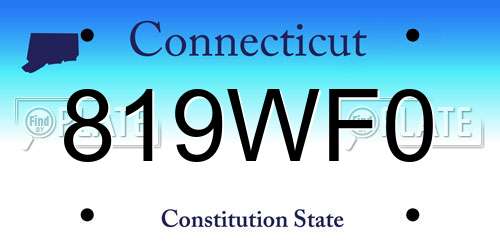 819WF0 Connecticut License Plate
