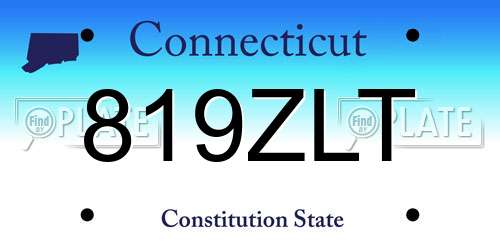 819ZLT Connecticut License Plate