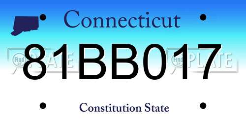 81BB017 Connecticut License Plate