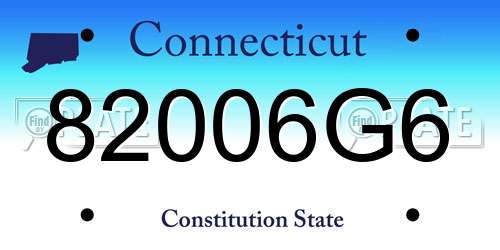 82006G6 Connecticut License Plate